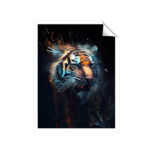 Tiger Face Splashart Dark Background Art Prints