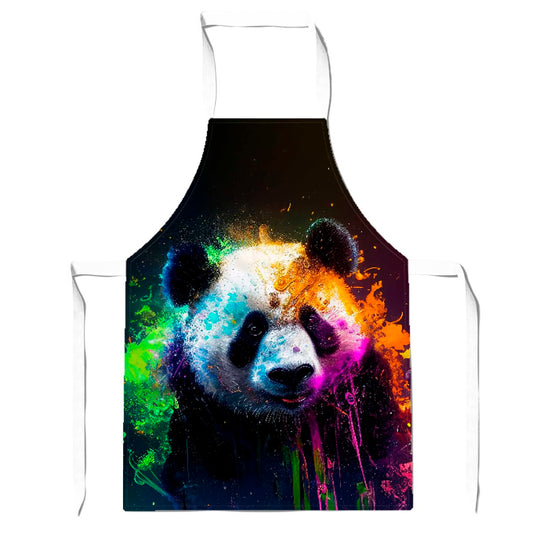 Panda Face Splashart Colourful Apron