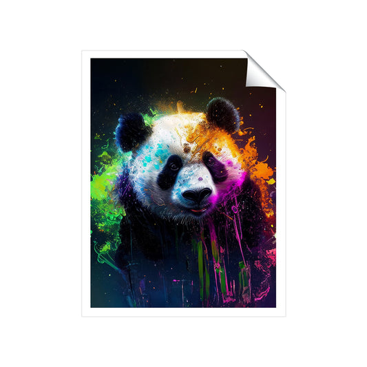 Panda Face Splashart Colourful Art Prints