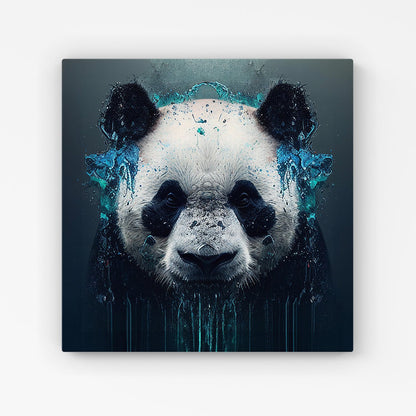 Panda Face Splashart Dark Background Canvas