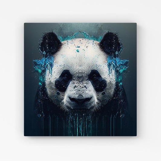 Panda Face Splashart Dark Background Canvas