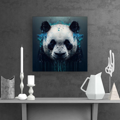 Panda Face Splashart Dark Background Canvas