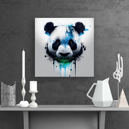 Panda Face Splashart Light Background Canvas