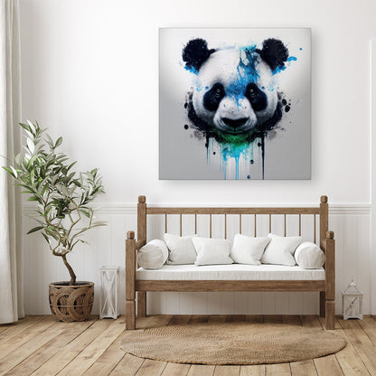 Panda Face Splashart Light Background Canvas