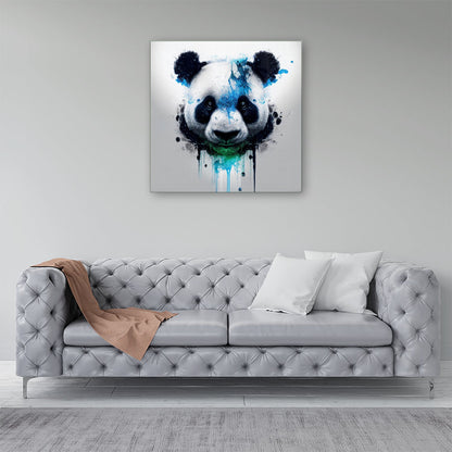 Panda Face Splashart Light Background Canvas