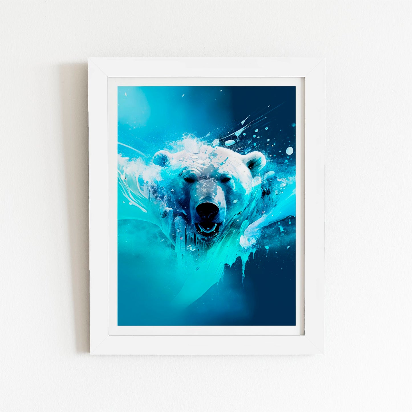 Polar Bear Face Splashart Art Prints
