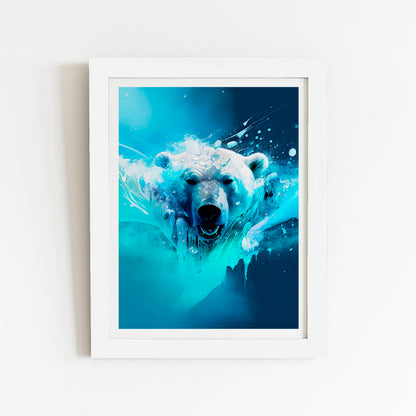 Polar Bear Face Splashart Art Prints
