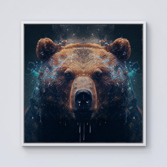 Brown Bear Face Splashart Framed Canvas