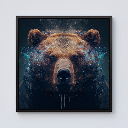 Brown Bear Face Splashart Framed Canvas