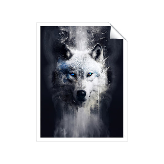 White Wolf Face Splashart Dark Backgrouns Art Prints