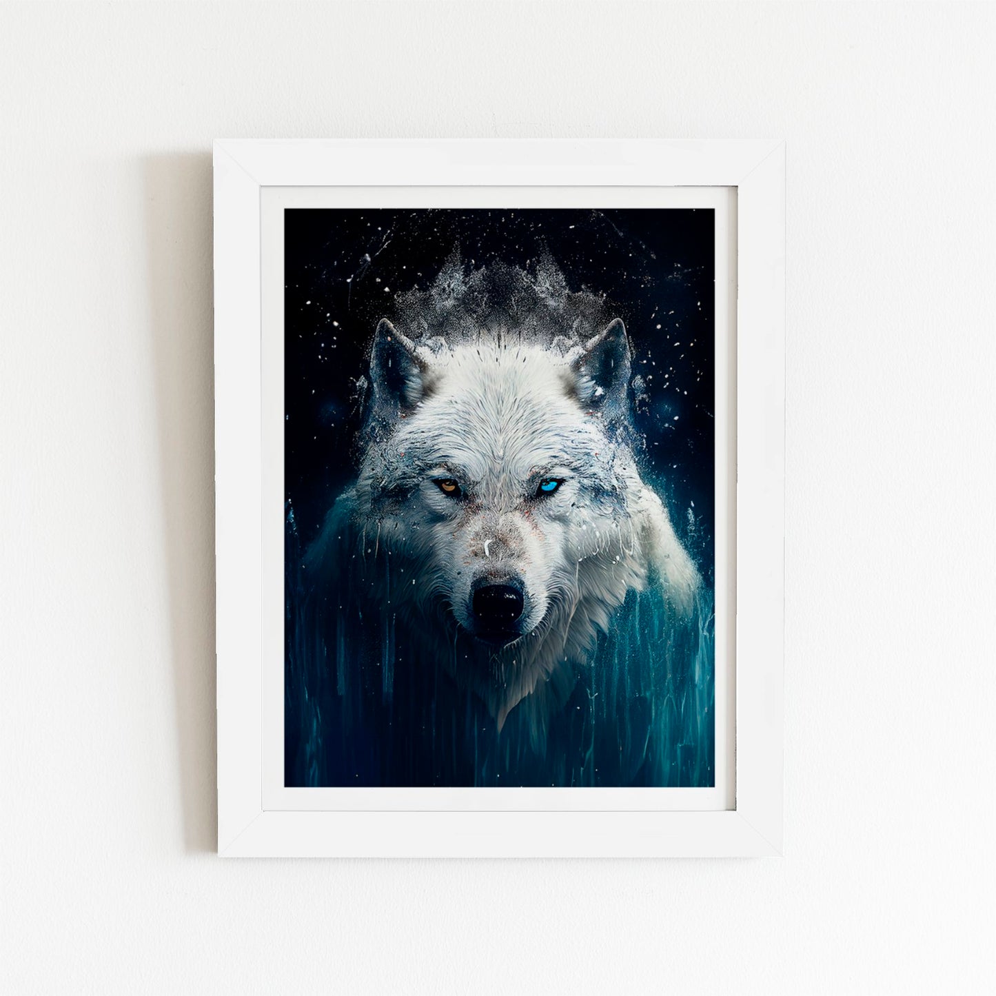White Wolf Face Splashart Art Prints