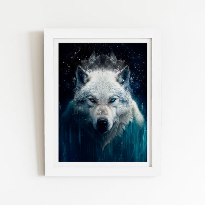 White Wolf Face Splashart Art Prints