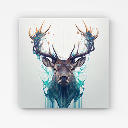 Stag Face Splashart Canvas