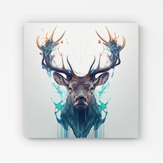 Stag Face Splashart Canvas