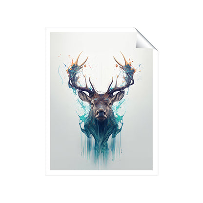 Stag Face Splashart Art Prints