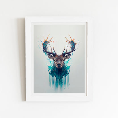 Stag Face Splashart Art Prints
