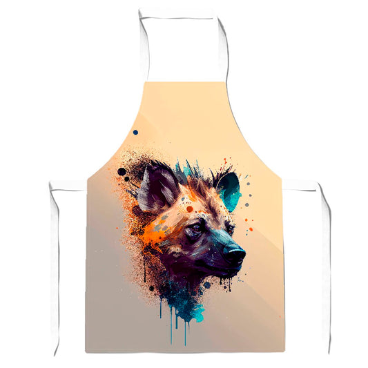 Hyena Face Splashart Light Background Apron