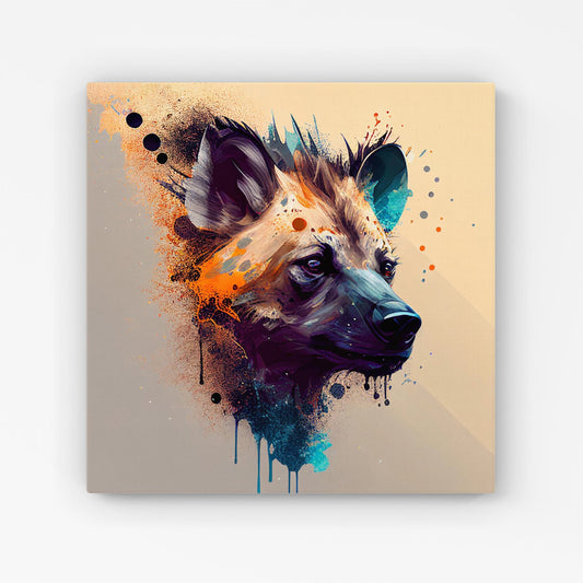 Hyena Face Splashart Light Background Canvas