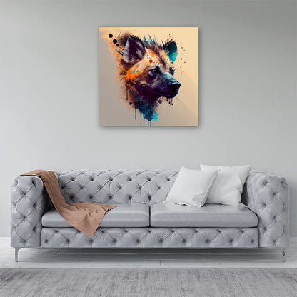 Hyena Face Splashart Light Background Canvas