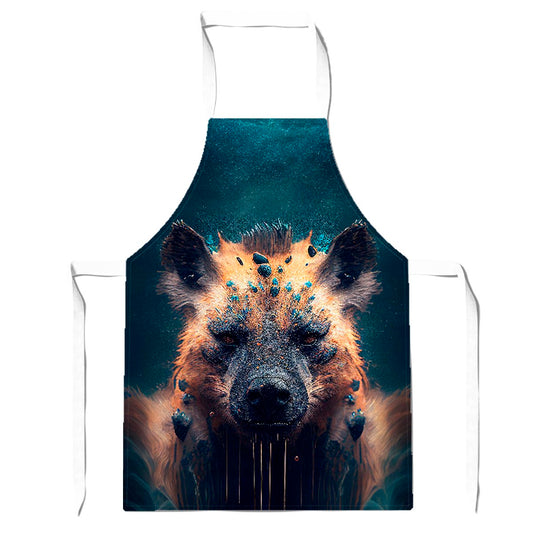 Hyena Face Splashart Dark Background Apron