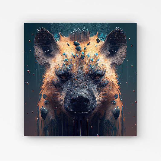 Hyena Face Splashart Dark Background Canvas