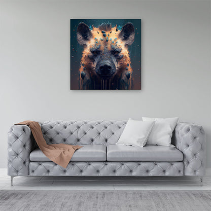 Hyena Face Splashart Dark Background Canvas