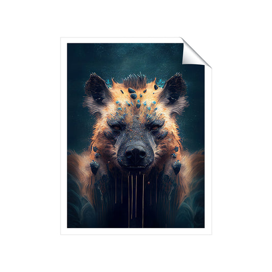 Hyena Face Splashart Dark Background Art Prints
