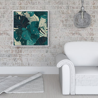 Tropical Green Leaves Framed Canvas