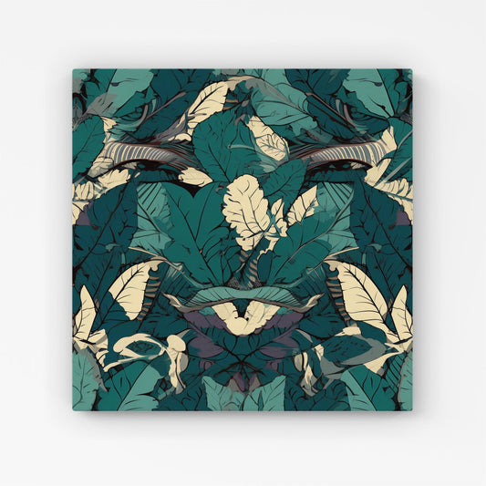 Green Beige Tropical Leaves Canvas