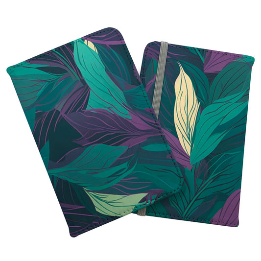 Green Purple Tropical Leaves Passport Cover