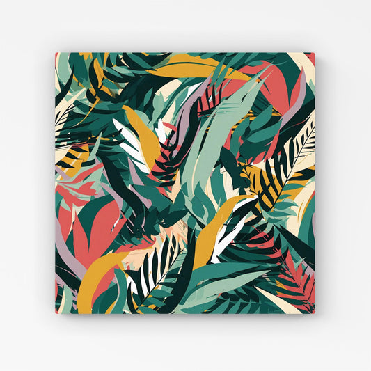 Coloured Tropical Leaves Canvas