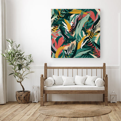 Coloured Tropical Leaves Canvas