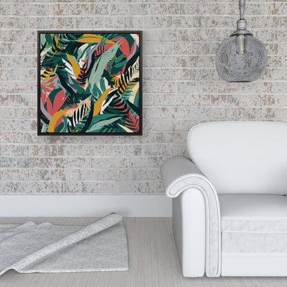 Coloured Tropical Leaves Framed Canvas