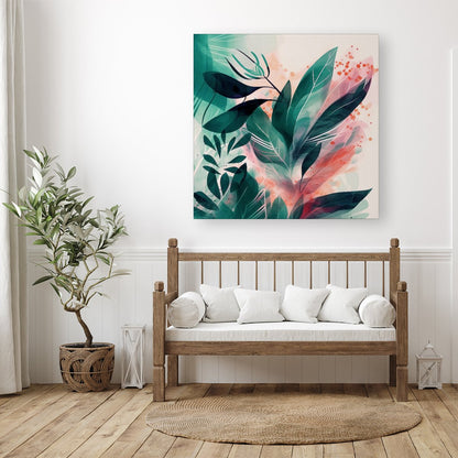 Green Feather leaves Tropical Canvas