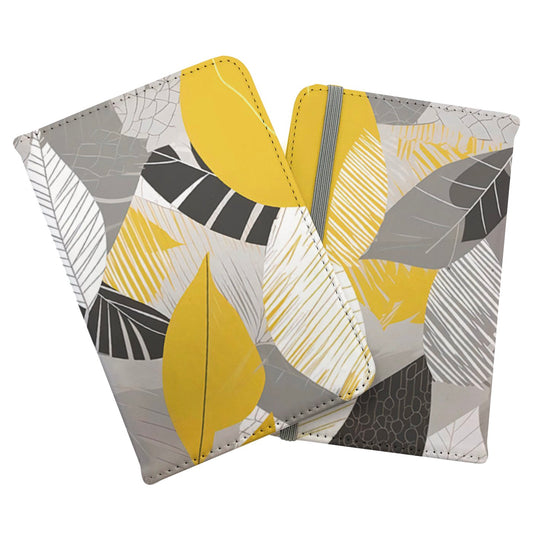 Grey Yellow Autumn Leaves Passport Cover