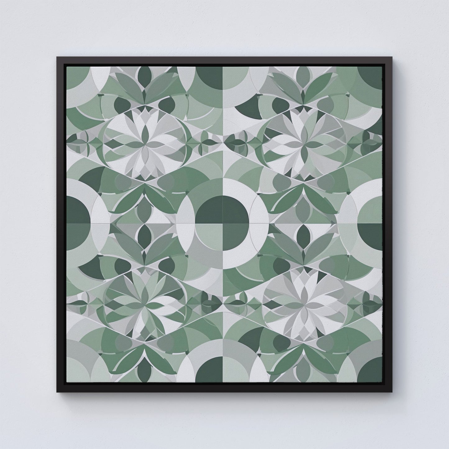 Geometric Pastel Green Framed Canvas