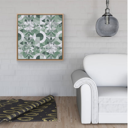 Geometric Pastel Green Framed Canvas