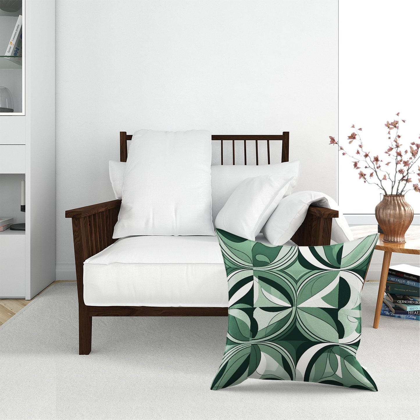 Geometric Green Black Floor Cushion