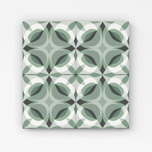 Geometric Green Grey Canvas
