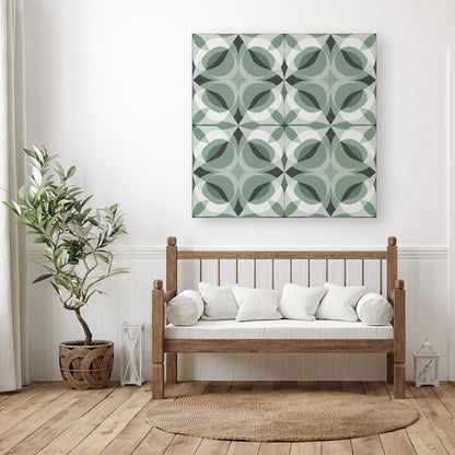 Geometric Green Grey Canvas