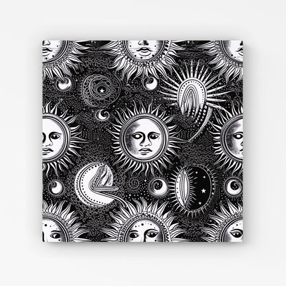 Moon and Sun Black White Canvas