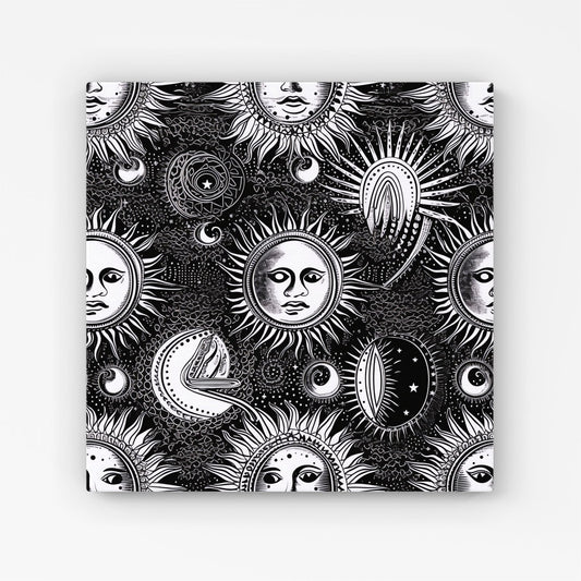Moon and Sun Black White Canvas