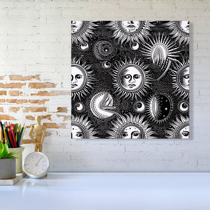 Moon and Sun Black White Canvas