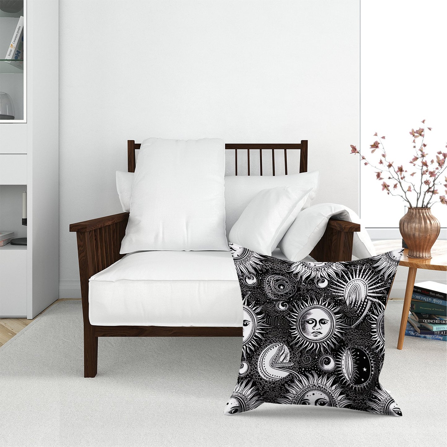 Moon And Sun Black White Floor Cushion
