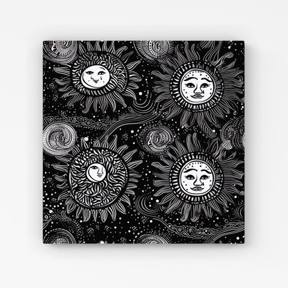 Moon and Sun White Black Canvas