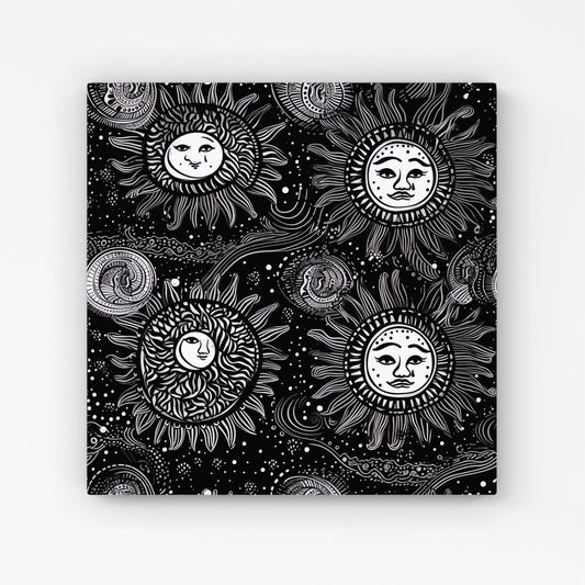 Moon and Sun White Black Canvas