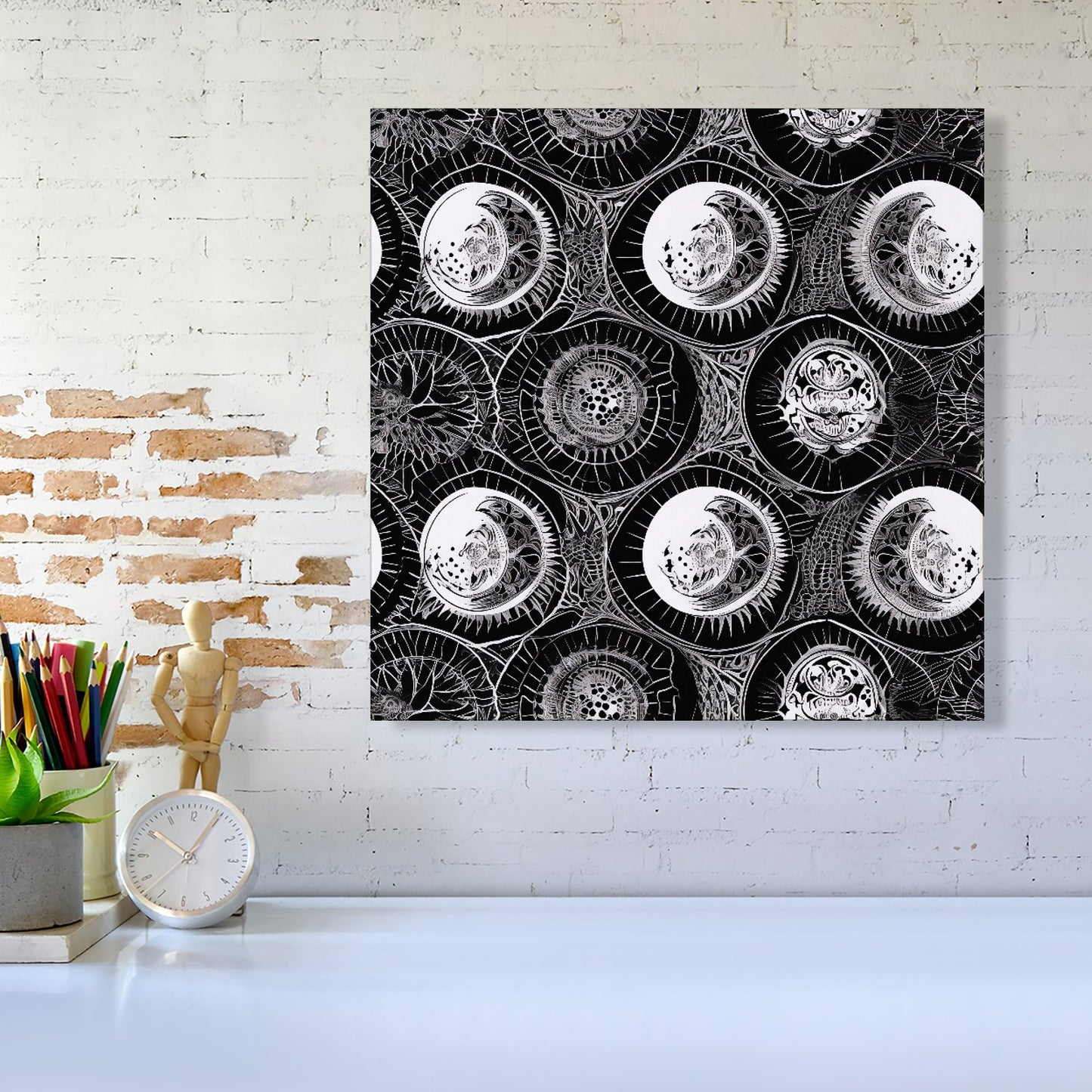 Black White Moon and Sun Canvas