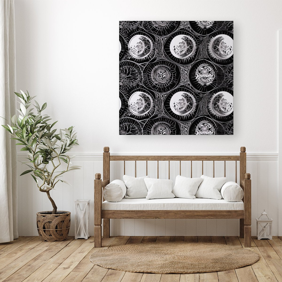 Black White Moon and Sun Canvas