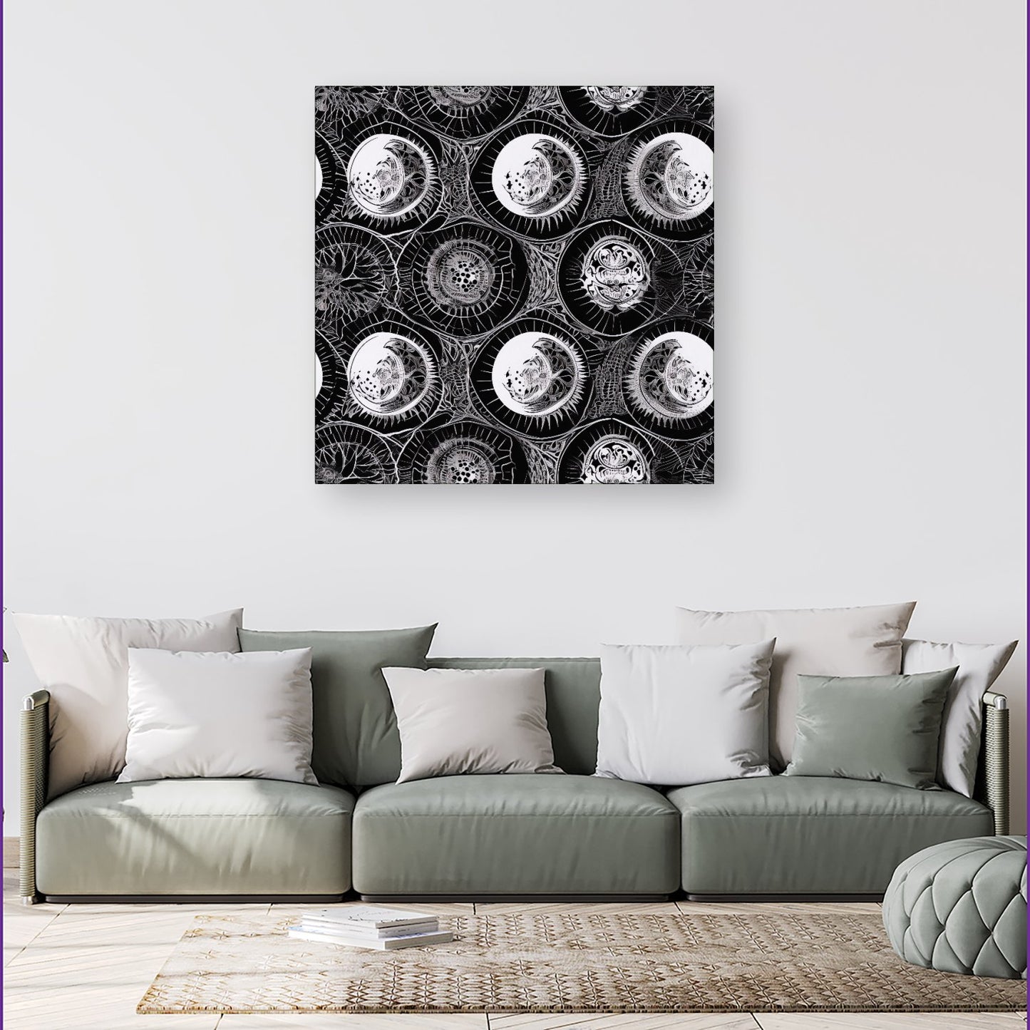 Black White Moon and Sun Canvas