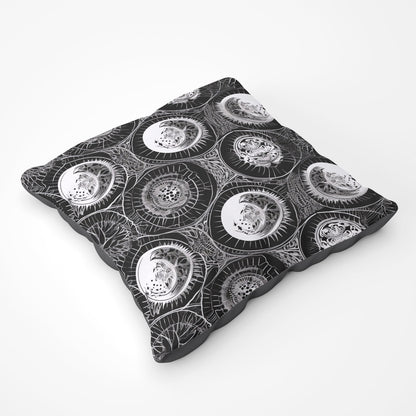 Black White Moon And Sun Floor Cushion